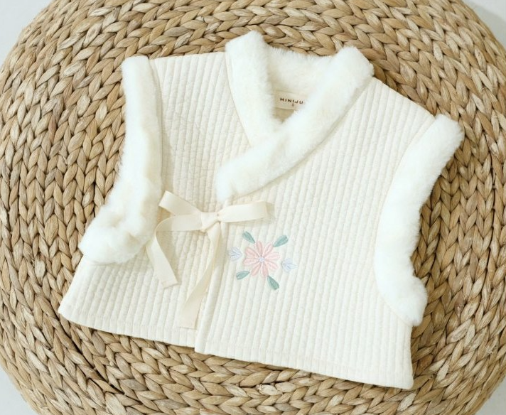 여아 꽃자수 배자 한복털조끼(XL,5~6세)